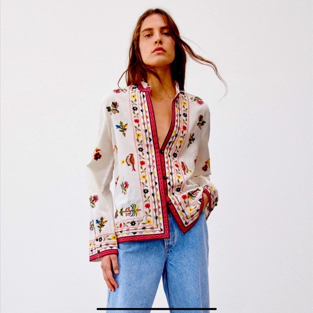 Zara embroidered blouse.